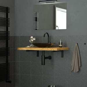 Set di 2 Reggimensola da parete supporti ad L staffe lavabo acciaio nero 350 mm - Foto 1 di 8