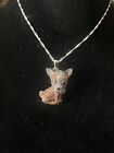 Artisan Made 3D Sterling Silver CZ Chihuahua Dog  Pendant  &  Necklace