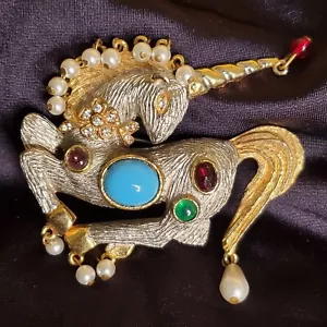 60 KJL Kenneth Jay Lane Unicorno Gioielli dell'India Laguna Huang Mogul Mughal - Foto 1 di 5