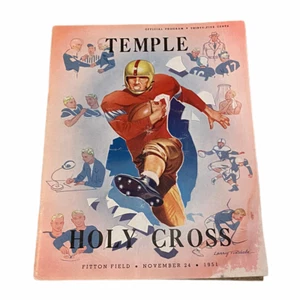 VTG College Football Program Temple vs Holly Cross November 24 1951 - Picture 1 of 4