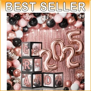Class of 2025 Graduation Decorations - 86 PCS with LED & Foil Curtain Backdrop - Picture 1 of 9