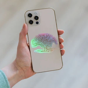 Gnarly Tree Line Art Holographic stickers - Picture 1 of 4