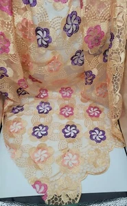 Net Fabric Swiss Voile Lace Tulle Sequins Cream Rose Gold Pink Purple 5yrds New - Picture 1 of 2
