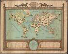 1917 Hanot Pictorial Wall Map of the World Fur Trade