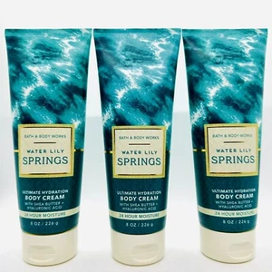 3/PCS BATH & BODY WORKS WATER LILY SPRINGS ULTIMATE HYDRATION BODY CREAM 8 FL OZ - Picture 1 of 3