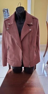 ROCKMANS Dusky Pink Suedette Biker jacket **Size 8** BNWOT - Picture 1 of 2