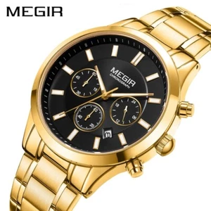 MEGIR Stainless-Steel Waterproof Watch Men Luminous Chronograph Quartz Watches - Picture 1 of 17