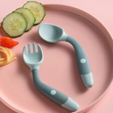 Utensil Training Feeding Cute Kit Tableware Spoon Fork Set Bendable Silicone