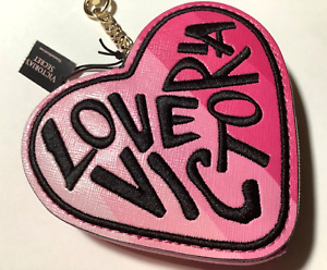 Victoria's Secret Striped Heart Keychain FOB Bag Tote Charm Coin Case Love NWT