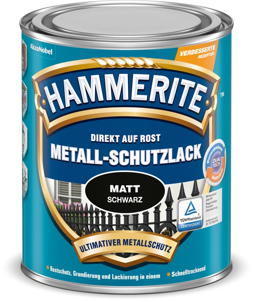 Hammerite Metall Schutzlack matt schwarz 250 Ml Nr. 5134931