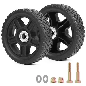 Universal 6 Inch Lawn Mower Wheels Kit 2 Pack with Bearings and Bolts - Picture 1 of 7