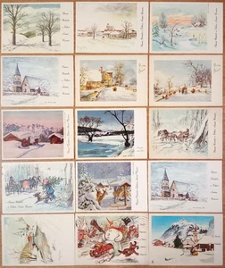 15 cartoline lotto Buon Natale Augurali Merry Christmas landscape postcard lot - Foto 1 di 1