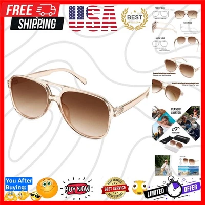 Gafas de sol de aviador cuadradas grandes vintage años 70 para hombre y mujer - champán UV400 Foto 1 de 4