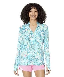 Lilly Pulitzer Cabana Cocktail Women's Medium Pullover Top Blue Ibiza UPF 50+ - Picture 1 of 6