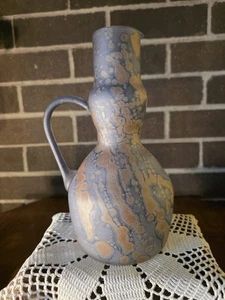 hand-blown art glass pitcher blue and orange spatter or with a Satin Finsh - Picture 1 of 13