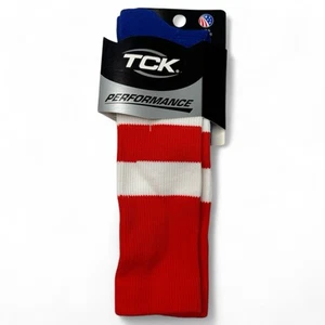 TCK Performance Orange White Blue Striped Adult Size Small 1 Pair New - Picture 1 of 7