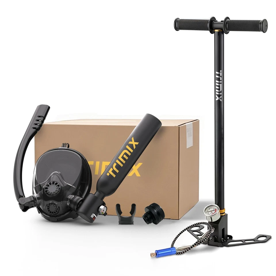Trimix Mini 0.5L Scuba Diving Lung Tank Snorkeling Mask Hand Pump Cylinder 10min - Image 1 of 4