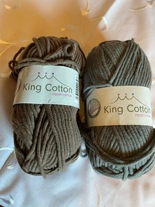 2x GRÜNDL King Cotton egyt cotton grau Farbe 18 = 50gr braun Farbe 04 - etwa 1/2 - Bild 1 von 3