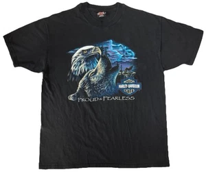 Vintage 90s Harley Davidson T Shirt XL Proud Fearless Eagle Wolf Savanna GA USA - Picture 1 of 9