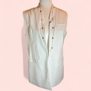 Chaleco largo abierto blanco Boutique para mujer nuevo con etiquetas: talla mediana - Imagen 1 de 5