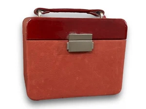 Fossil Leather Jewelry Box Red Travel Storage Case - Picture 1 of 5