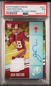 2016 Panini Phoenix #222 Josh Doctson Auto.Jersey-Yellow Prime PSA 7 - Picture 1 of 2