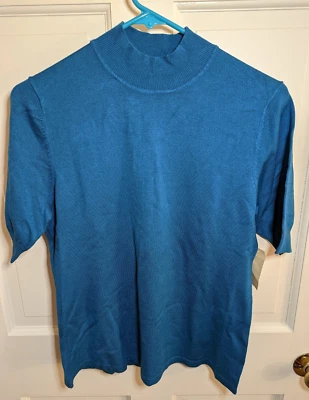 Suéter para mujer Coldwater Creek cuello falso manga corta M - verde azulado Foto 1 de 4