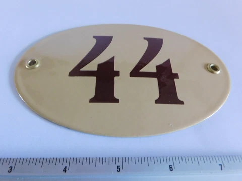 Old Vintage Art Nouveau Enamel Porcelain House Door Number Street Sign Plaque 44 Cover