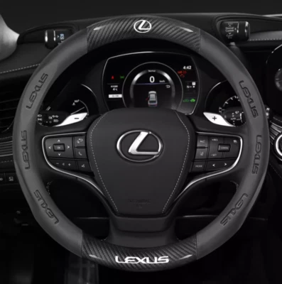 15" PU Leder+Kohlefaser Lenkradabdeckung für 2000-2025 Lexus Alle Autos - Bild 1 von 4