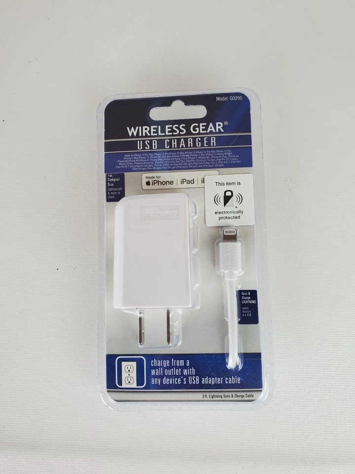 Wireless Cables Gear Lighting Cable With USB AC Charger Retail White