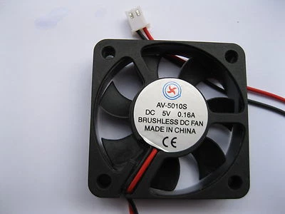 2 pcs Brushless DC Cooling Fan 7 Blade 5V 5010S 50x50x10mm 2 Wire Sleeve Bearing - Image 1 of 3