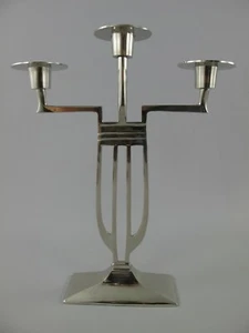 Kerzenleuchter Kerzenständer Silber Art Deco Bauhaus Kandelaber 3 flammig H.38cm - Bild 1 von 2
