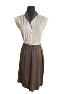 Vintage Jerell of Texas braun und creme gepunktetes Kleid Größe 7 - Bild 1 von 3