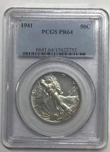 Medio dólar Walking Liberty 1941 PCGS PR64 - Imagen 1 de 5