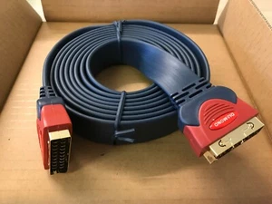 Professional Flat Gold Scart Lead 5m 15ft Audio Video Cable Fully Wired 21 pin - Picture 1 of 1