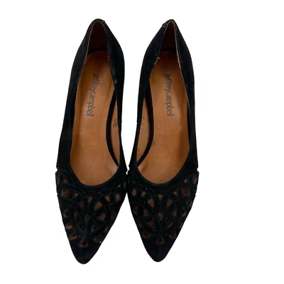 Черные туфли-лодочки Jeffrey Campbell 5.5 Hansa без застежек на танкетке с заостренным носком на низком каблуке - Изображение 1 из 4