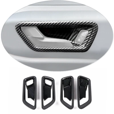 Para Ford Maverick 2022-2025 Carbono Interior Puerta Manija Cuenco Cubierta Borde Decoración Marco Foto 1 de 4