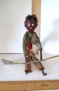 Muñeca antigua estilo ojo de Google de metal y tela anterior a 1930 hecha a mano cuerpo forjado - Imagen 1 de 17