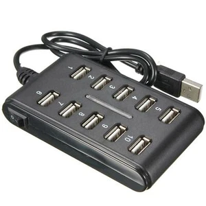 10 Port Hub USB 2.0 High Speed Multiple Splitter Adapter Extension Cable - Picture 1 of 10