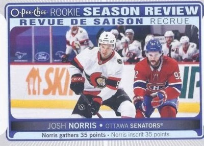 JOSH NORRIS ~ 2021-22 O-Pee-Chee ROOKIE SEASON REVIEW #546 ~ Ottawa Senators SP - Image 1 of 2