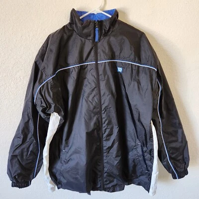 Wilson Mens Windbreaker Jacket XL Full Zip Black w White 100% Nylon Shell 63306 - Image 1 of 4