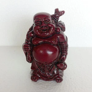 "Vintage geschnitzter Zinnober Happy Buddha Figur, 3-3/4"" x 2-1/2" - Bild 1 von 5