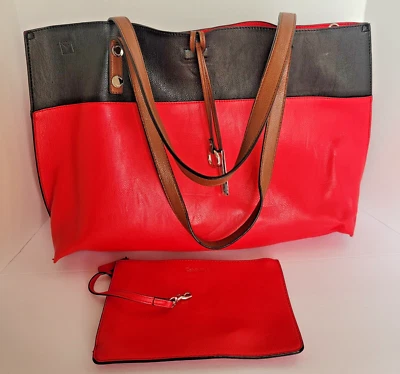 Bolso de mano Calvin Klein rojo y negro Cartera Bolso imán con inserto Foto 1 de 4