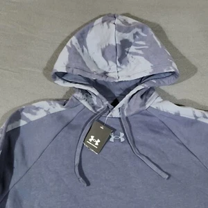 Felpa con cappuccio uomo taglia M Under Armour UA Rival pile blu mimetico blocco 1380259-044 NUOVA - Foto 1 di 11