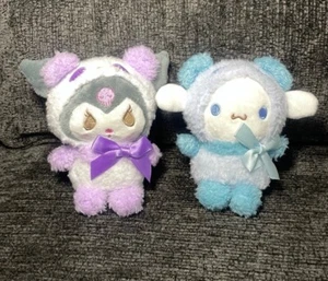 LOT 2 Sanrio Cinnamoroll Panda Kuromi Mini Plush Keychain Hanger Plushie Toy 4" - Picture 1 of 4