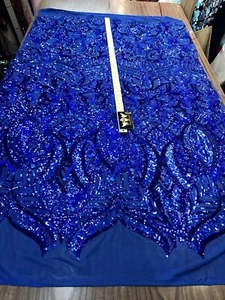 DAMASK FEATHERS SEQUINS ON A 4 WAY STRETCH MESH-PROM-BY YARD. - Picture 1 of 88