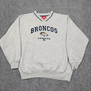 Vtg Denver Broncos Sweatshirt Mens Sz M Gray Crewneck Official NFL Y2K Pullover - Picture 1 of 5