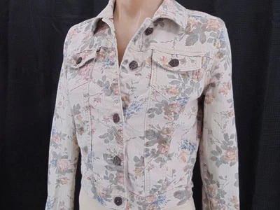 Chaqueta Denim Floral Hot Kiss De Colección S Recortada Años 90 Jean Off White Cottagecore Foto 1 de 4