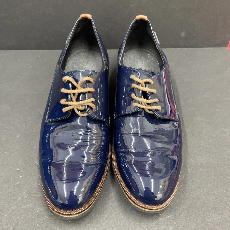 Mephisto Lace Up Oxford Patent Leather Blue Navy Tan Men’s 6.5 Women’s 9 - Image 1 of 4