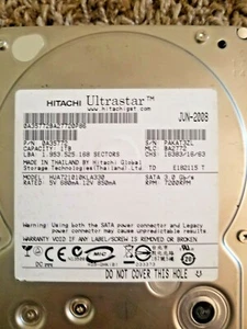 HITACHI ,HUA721010KLA330, 1TB 7.2K 3Gbps 3.5" SATA Hard Drive ,Tested working98% - Picture 1 of 5